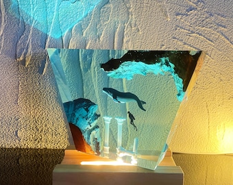 Humpback Whale  Resin Night Light, Custom Epoxy lamp, Best Friend Gift, Unique Decor, Halloween Gift, Christmas Gift