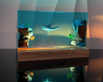 Whale Shark Resin Night Light, Personalized Ocean Decoration, Great Gift For Divers, Gift For Friends.