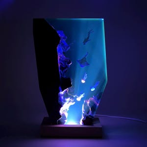 Handmade Jellyfish Manta Ray Night Light: Marine Decor Diver Gift, Halloween Gifts, Christmas Gifts, Best Friend Gifts