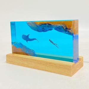 Walhai Würfel Harz Lampe, Wohnkultur, personalisierte Geschenke, Halloween Geschenke, Weihnachtsgeschenke, handgemachte Geschenke für Kinder, Taucher Kunsthandwerk