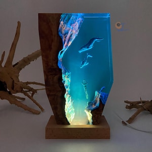 Humpback Whale Resin Lamp, Handmade Decor, Diver Craft, Ocean Art, Best Friend Gift, Unique Decor, Children's Gift Style 1