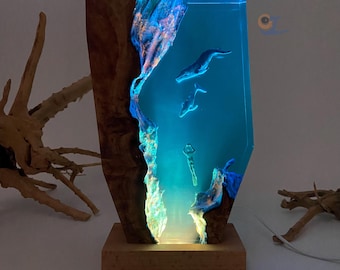 Humpback Whale Resin Lamp, Handmade Decor, Diver Craft, Ocean Art, Best Friend Gift, Unique Decor, Children's Gift