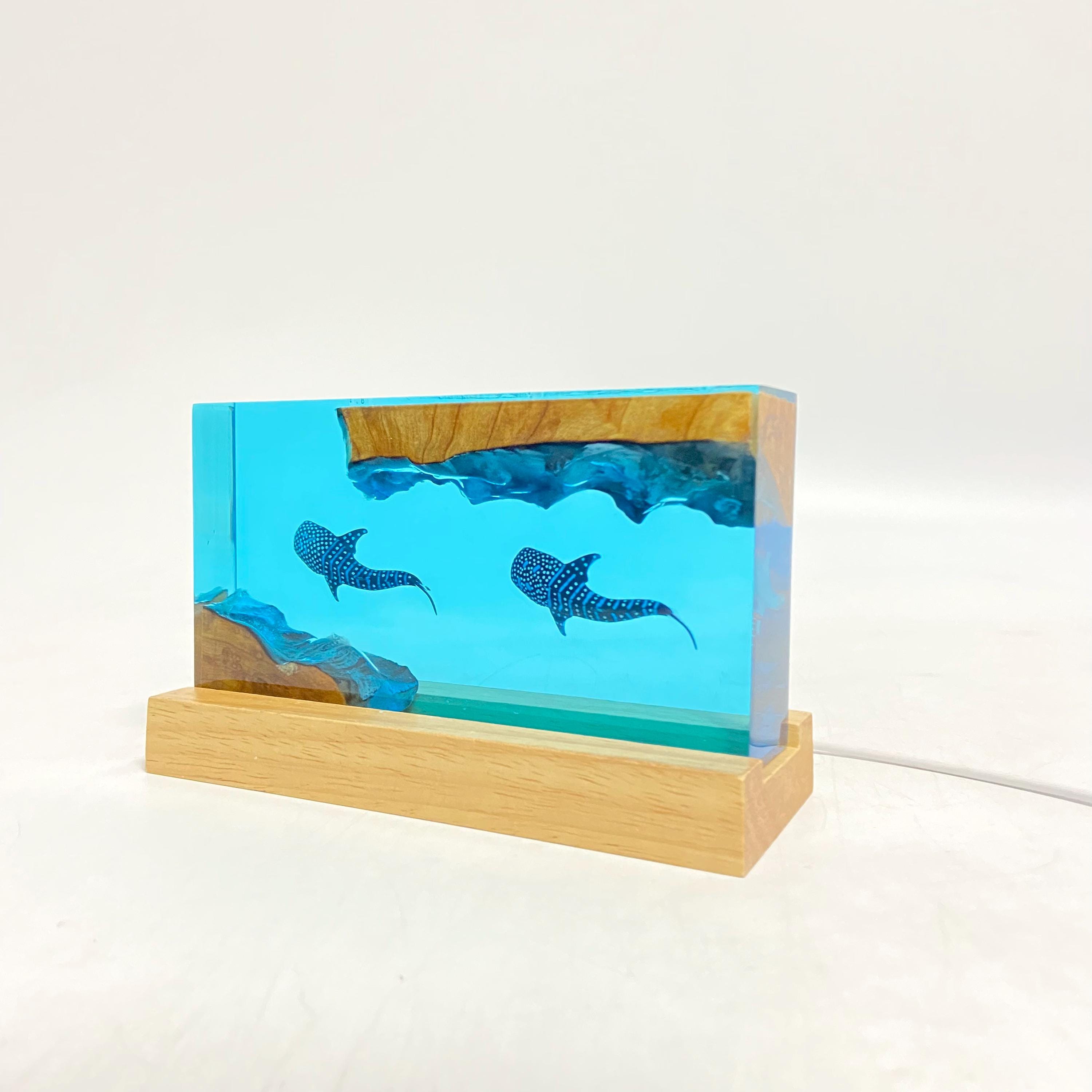 Whale Shark Cube Resin Lamp, Handmade Ornament, Diver Art Craft, Ocean ...