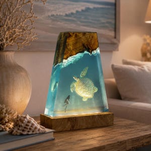 Lampada da notte a forma di tartaruga embricata, realizzata a mano, regalo personalizzato per subacquei, decorazione unica, regalo per bambini, regali di Halloween, regali di Natale