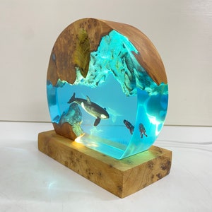 Orca Resin Night Light, Diver And Whale Ornament, Best Friend Gift, Unique Decoration, Halloween Gift, Christmas Gift image 10