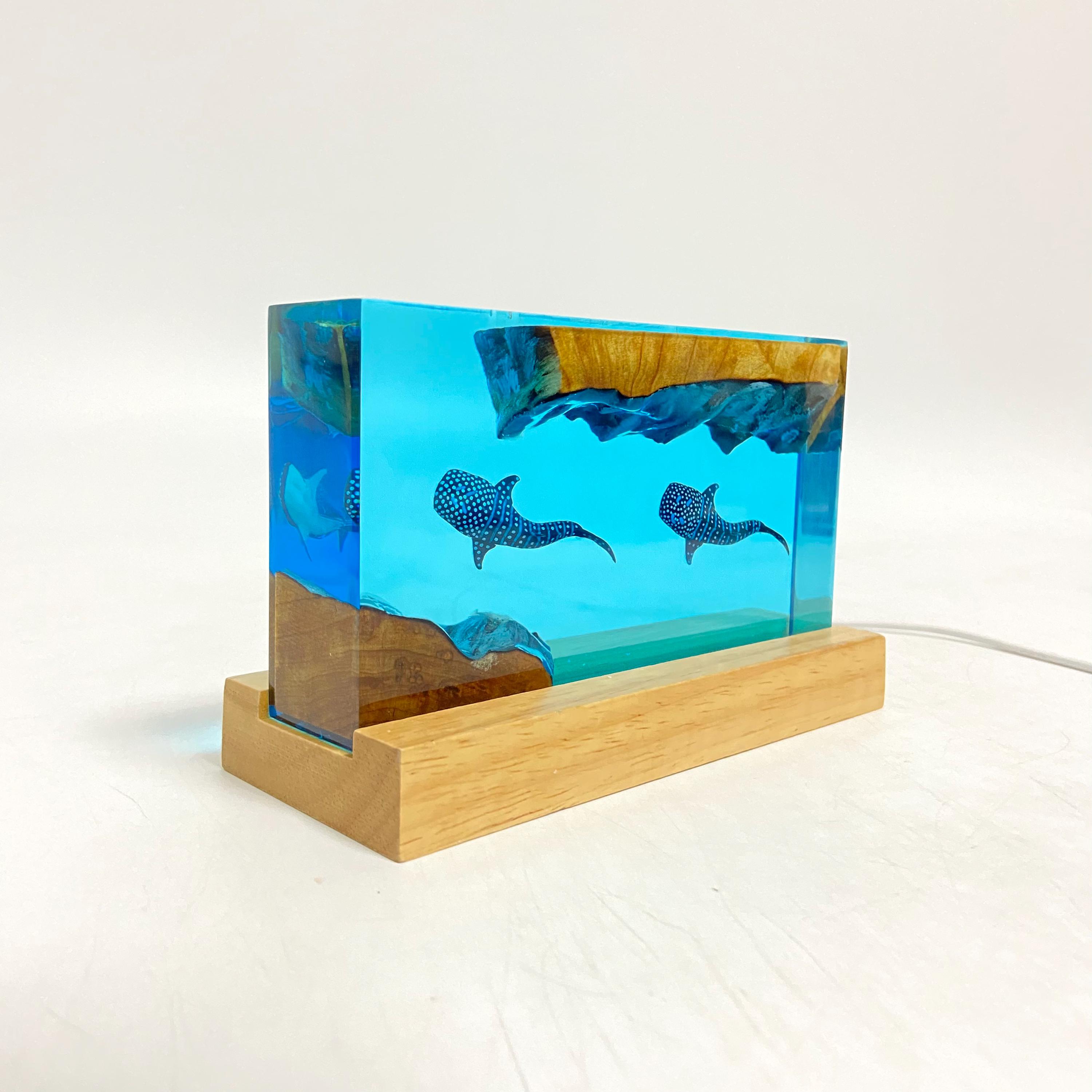 Whale Shark Cube Resin Lamp, Handmade Ornament, Diver Art Craft, Ocean ...
