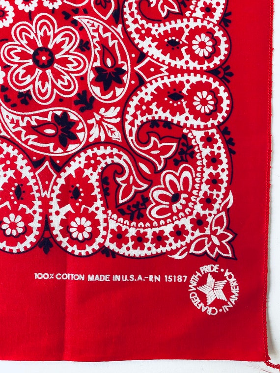 Vtg Red Bandana/Tower Fast Color Bandana/Red/Midc… - image 2