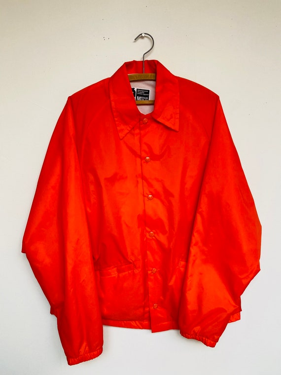 Vtg Orange Wind breaker/Sz Medium/Neon Orange/Ora… - image 4