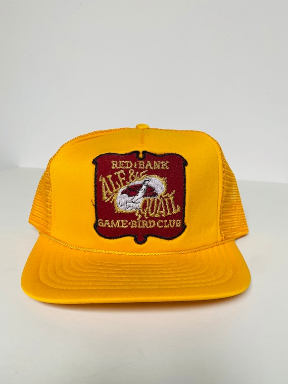 Vtg Yellow Trucker Hat/Red and Bank/Hunting Hat/Y… - image 1