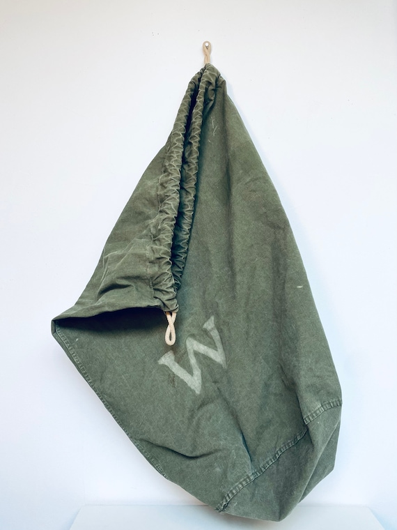 Vtg Duffle Bag/Military Canvas Bag/Green Canvas B… - image 1