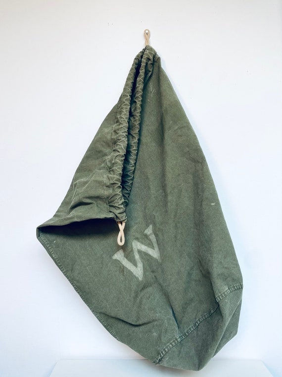 Vtg Duffle Bag/Military Canvas Bag/Green Canvas B… - image 1