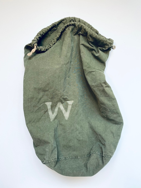 Vtg Duffle Bag/Military Canvas Bag/Green Canvas B… - image 2