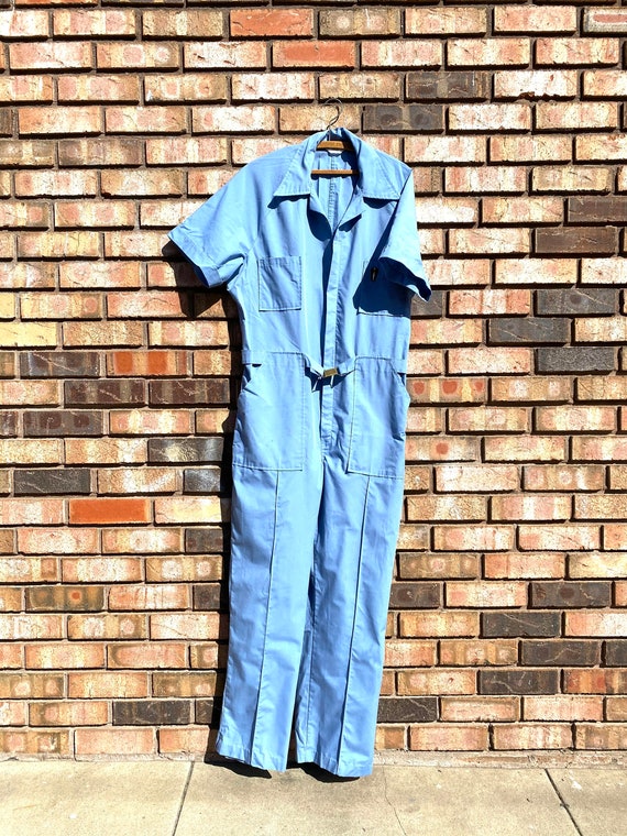 Vtg Blue Jumpsuit/Vtg 70s Jumpsuit/Vtg Coveralls/V