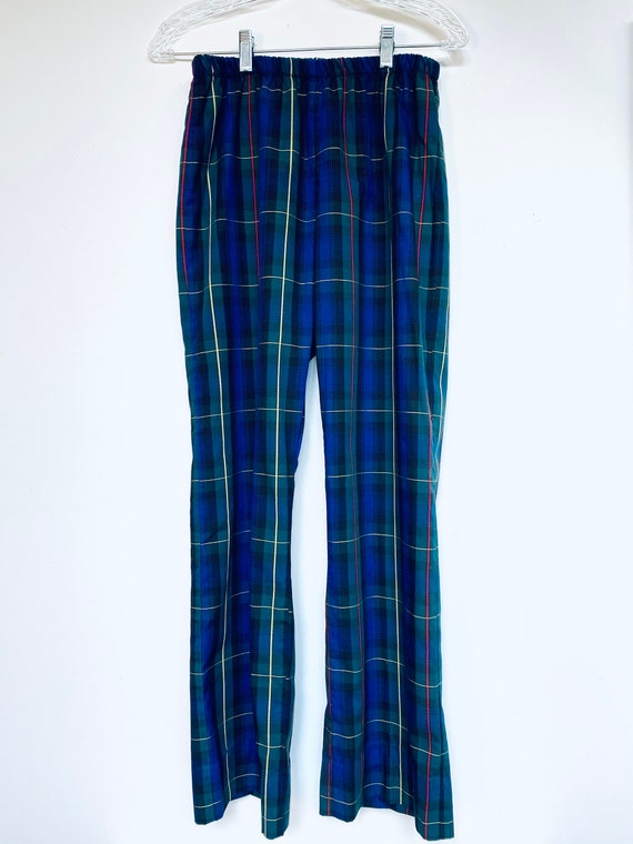 Vtg Plaid Pants/Womens/60s/Plaid/Elastic Waist/Ret