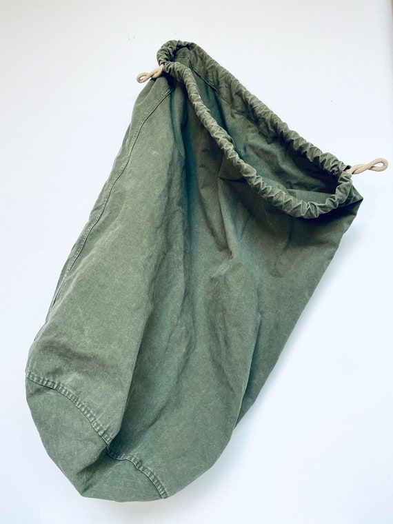 Vtg Duffle Bag/Military Canvas Bag/Green Canvas B… - image 3