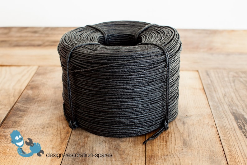 Danish Cord No. 1 E.g. for Seat Weaving of Wegner Y-Chairs natural black white 625m coil black