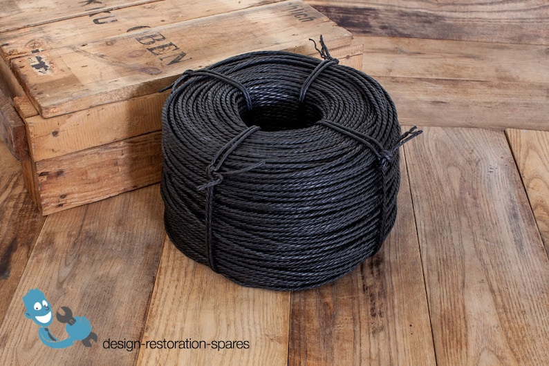 Danish Paper Cord No. 2 e.g. for Chair Model 71 N.O. Møller natural black 440m black 3,5mm