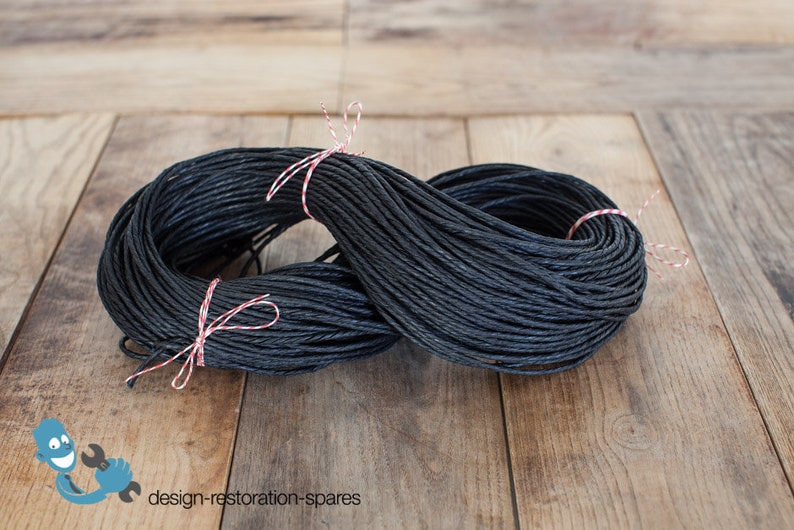 Danish Cord No. 1 E.g. for Seat Weaving of Wegner Y-Chairs natural black white 130m coil black