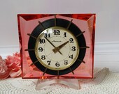Vintage Soviet clock Molnija, Mechanical clock, Working Desk Mantle Table Clock, Made in Soviet Union 1970s