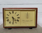 Soviet Clock Majak, Vintage Soviet Mechanical Desk Clock MAJAK USSR the 1960s Wooden case clock, Mantel clock Barometer Thermometer