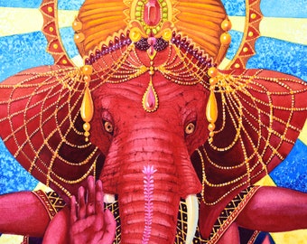 Red Ganesha Ganapati | Hindu God Of Wisdom | Remover Of Obstacles | Vedic Mythology | Vermillion Ganesha