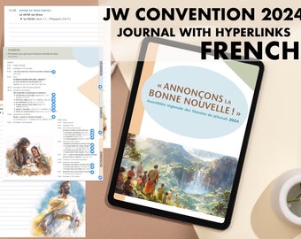 JW French Convention 2024 Journal, JW NOTEBOOK, Instant Download, jw baptism gift, gift for jw brother and sister