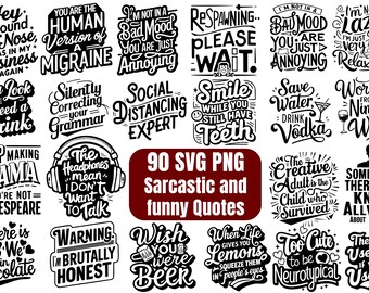90 sarkastische Zitate svg und png, lustig, beliebt