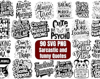 90 sarkastische Zitate svg und png, lustig, beliebt