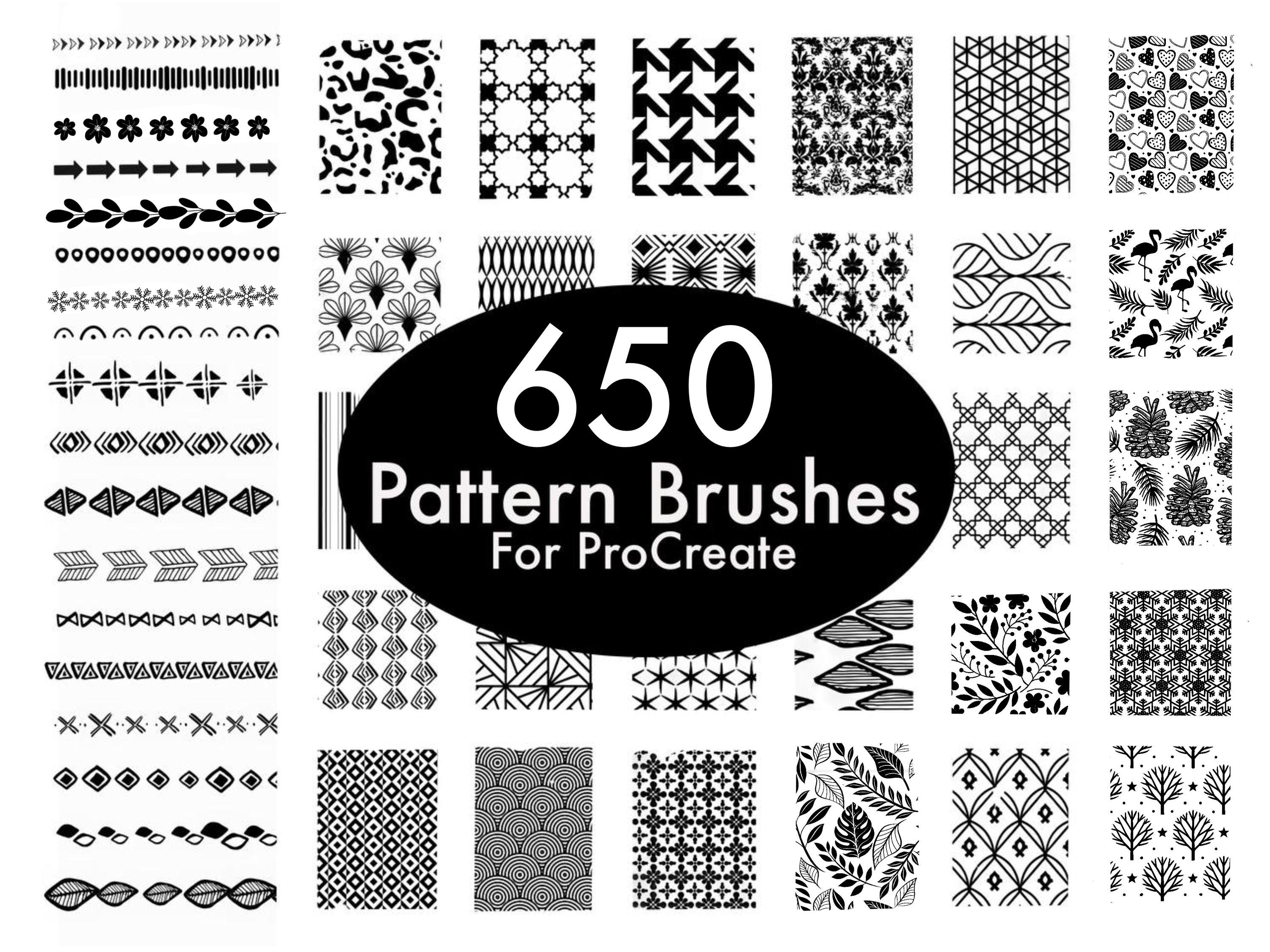 650 pinceles de patrones hechos a mano para Procreate – sin costuras, versátiles y fáciles de usar