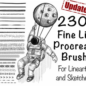 230+ Fine Line Procreate Brushes for Sketching (Digital Download)