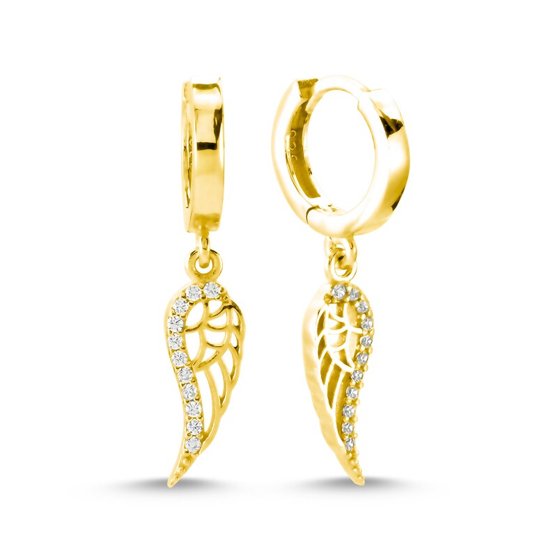 Details about 14K Gold On Sterling Silver Angel Wings Design Dangle Drop Ladies Earrings Details about 14K Gold On Sterling Silver Angel Wings Design Dangle Drop Ladies Earrings