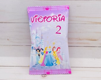 Personalized Princess Chip Bag, Birthday Party Favors