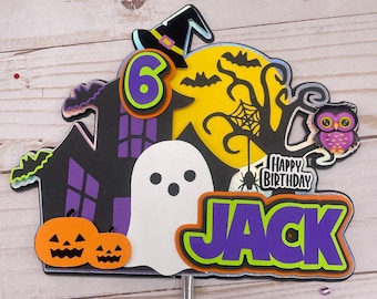Personalized Halloween Cake Topper, Spooky Birthday Party Decor