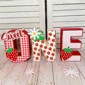 Strawberry 3D Letters, Berry Sweet, Strawberry Party Decorations, Strawberry Theme, Strawberry Smash Cake Prop, Strawberry Birthday Party