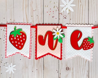 Strawberry Banner, Berry Sweet, Strawberry Party Decorations, Strawberry Theme, Strawberry Smash Cake Prop, Strawberry Birthday Party
