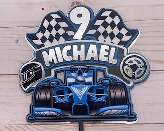 Race Car Cake Topper, Go Kart Cake Topper, Race Car Party Decor, Race Car Birthday, Racing Cake Topper, Racing Centerpiece, Go Kart Party