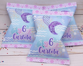 Mermaid Candy Chips Bags, Mermaid Favor, Mermaid Party Decor, Under the Sea Favors, Mermaid Birthday Party, Mermaid Party, Mermaid Decor