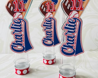 Personalized Baseball Candy Tube Favors, Birthday Party Decor