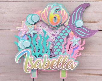 Mermaid Shaker Cake Topper, Mermaid Party Decor, Under the Sea Cake Topper, Mermaid Birthday Party, Little Mermaid Cake Topper, Mermaid Tail