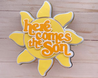 Here Comes The Son, Sun Cake Topper, Sunshine Baby Shower Party, Boho Sunshine Cake Topper, 1st Birthday Decor, Retro Sun Party, Boy or Girl
