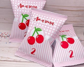 Cherry Chips Bags, Cherry Party Theme, Cherry Cake Decoration, Cherry Birthday Party, Cherry Party Decor, Cherry Decor