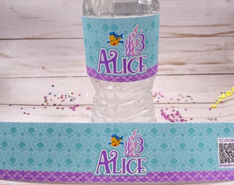 Little Mermaid Water Labels, Little Mermaid Birthday Party, Mermaid Birthday, Ariel Party Decor, Little Mermaid Party, Ariel Party Theme
