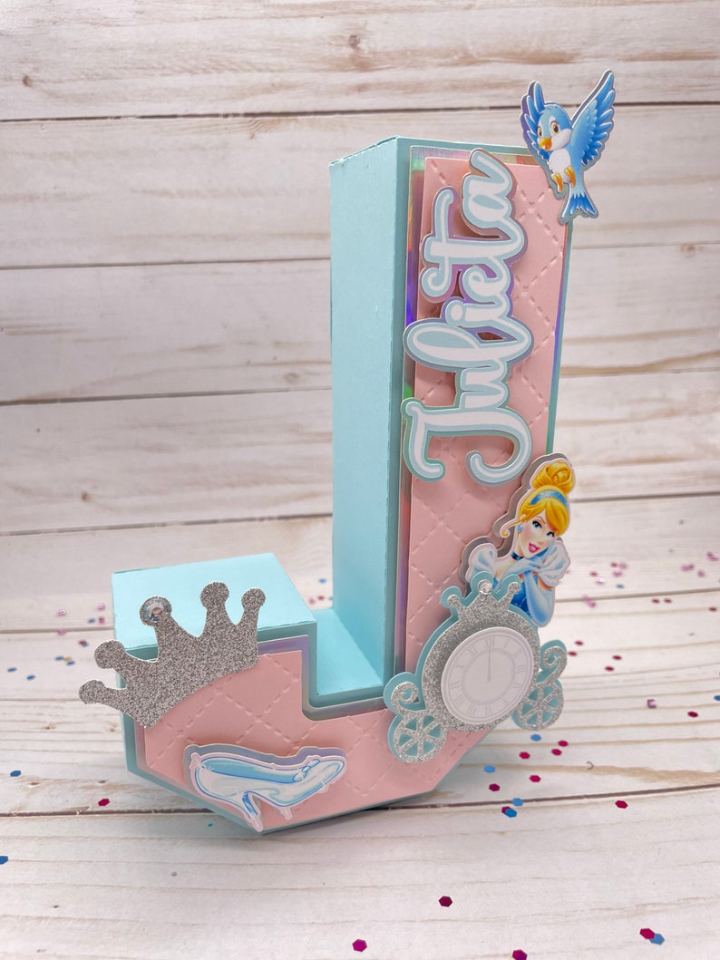 Cinderella Princess 3D Letter, Princess Party Theme, Disney Princess ...