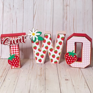 Strawberry 3D Letters, Berry Sweet, Strawberry Party Decorations ...