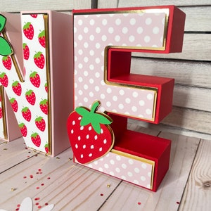 Strawberry 3D Letters, Berry Sweet, Strawberry Party Decorations ...