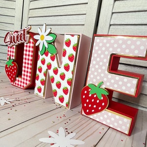 Strawberry 3D Letters, Berry Sweet, Strawberry Party Decorations ...