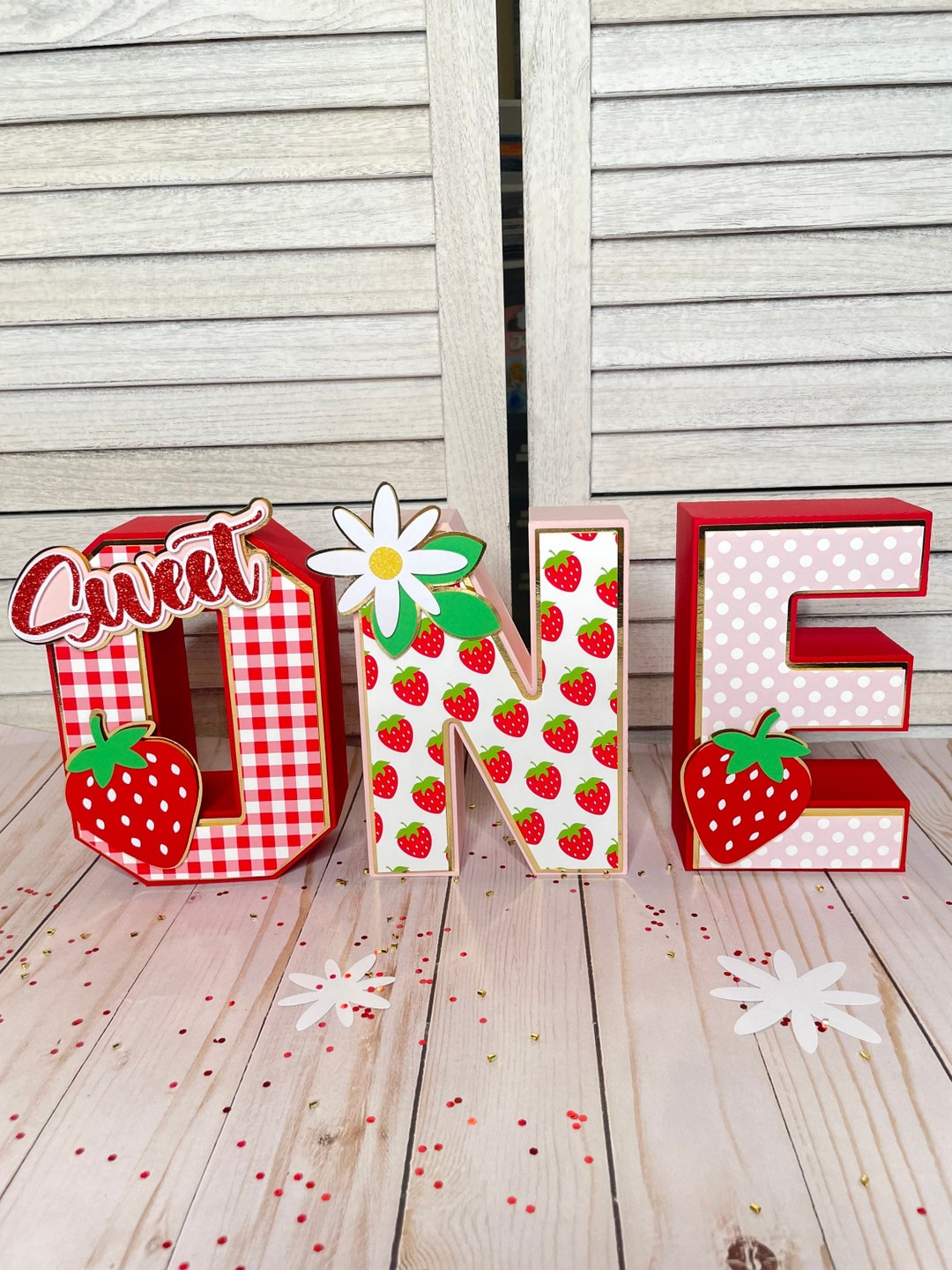 Strawberry 3D Letters, Berry Sweet, Strawberry Party Decorations ...