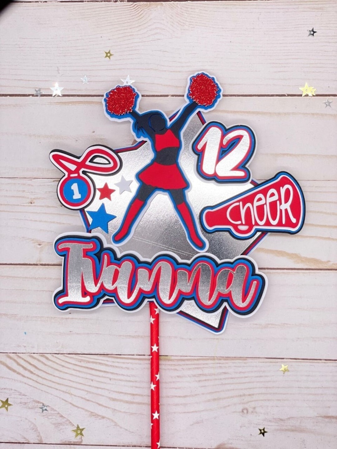 Cheerleader Cake Topper, Cheer Birthday Cake Topper, Cheerleader Party
