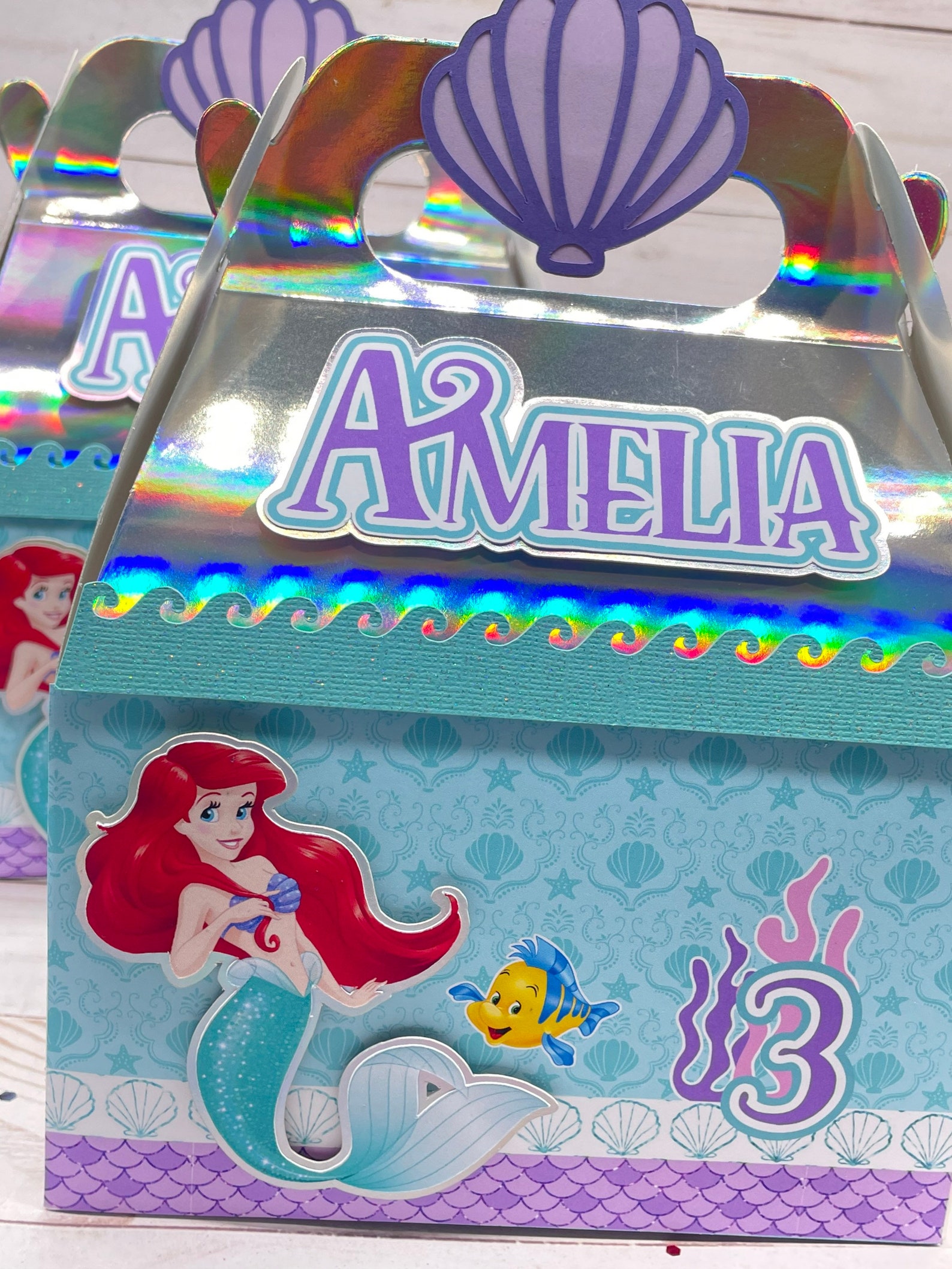 Little Mermaid Favor Boxes, Little Mermaid Birthday Party, Mermaid ...