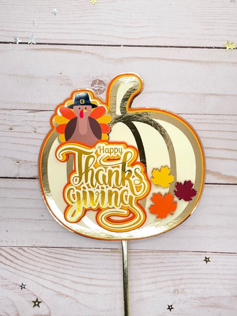 Thanksgiving Ramo Toppers Thanksgiving Cake Topper, Thankful Cake Decor, Turkey Topper ...